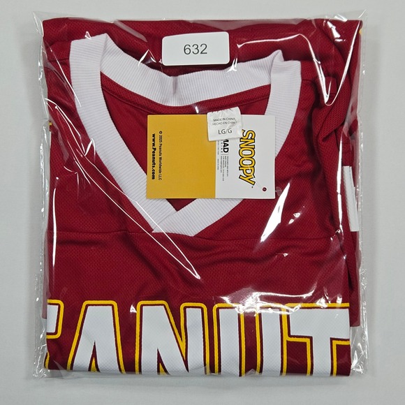 Peanuts Charlie Brown Football Jersey Style Shirt Red White Size Large NWT - Picture 12 of 12
